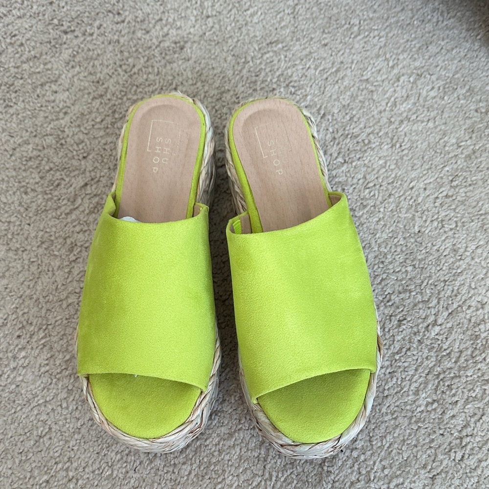 ShuShop Bright Green Espadrille Slides